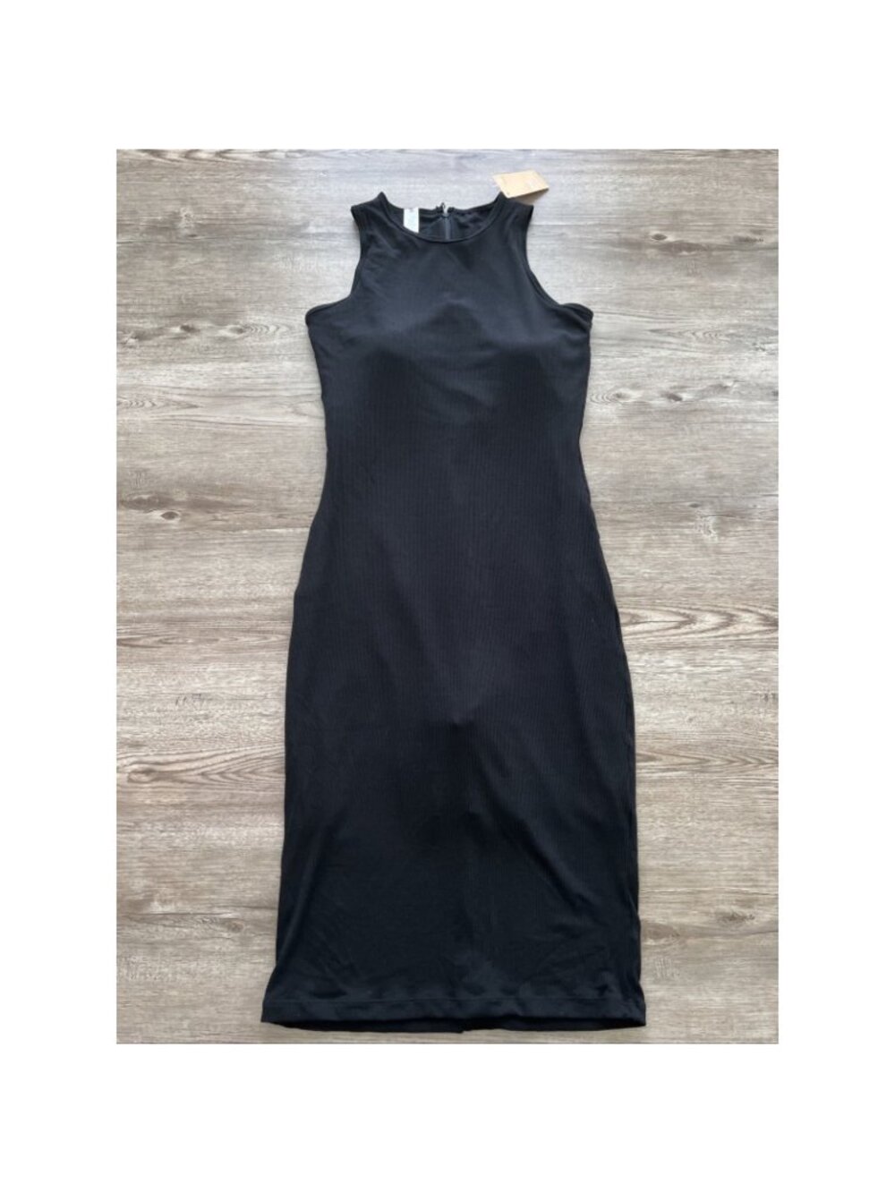 Popilush Rib Knit Tank Dress Womens XXL Black Built In Shapewear Bodycon NWT